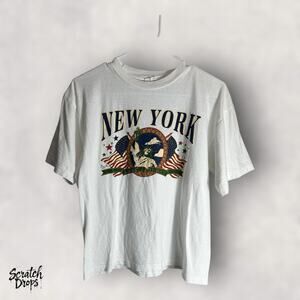 Danny Boy Vintage 90s Women's Crop Top Large Retro New York Graphic Tee Casual